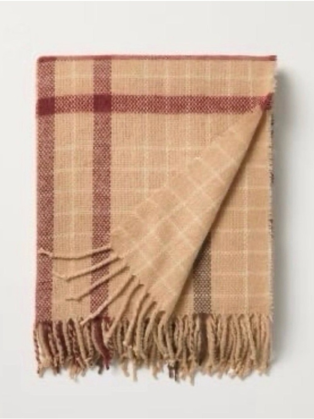 Hearth & Hand Cream and Tan Plaid Throw Lightweight NWT
